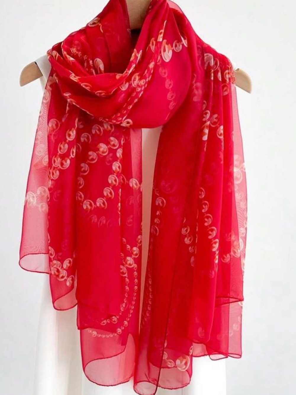 Red Lightweight Chiffon Scarf